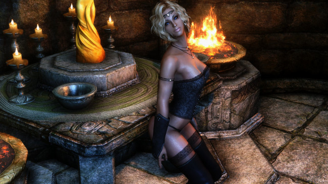 Обои картинки фото 3д графика, fantasy , фантазия, свечи, девушка