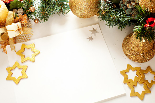 Обои картинки фото праздничные, - разное , новый год, шарики, бумага, звездочки