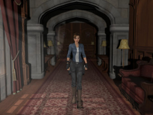 Картинка 3д+графика люди+ people фон взгляд девушка коридор