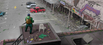 Картинка фэнтези люди разрушения выживший мужчина постапокалипсис запустение будущее