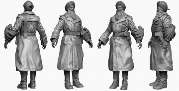 Картинка 3д+графика _science+fiction шляпа восьминог борода старик