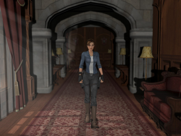 Обои картинки фото 3д графика, люди , people, фон, взгляд, девушка, коридор