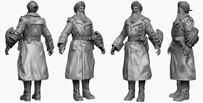 Обои картинки фото 3д графика, _science fiction, шляпа, восьминог, борода, старик