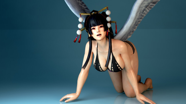 Обои картинки фото 3д графика, ангел , angel, ангел, крылья, фон, взгляд, девушка