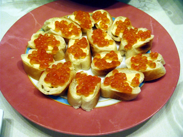 Обои картинки фото еда, икра, бутерброды, красная