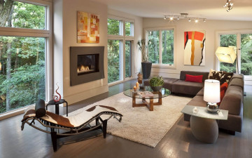 обоя интерьер, гостиная, комната, камин