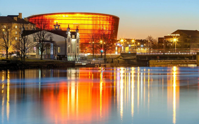 Обои картинки фото liepaja,  latvia, города, - огни ночного города, latvia