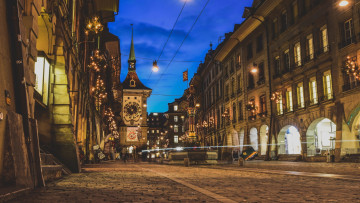Картинка города берн+ швейцария вечер улица