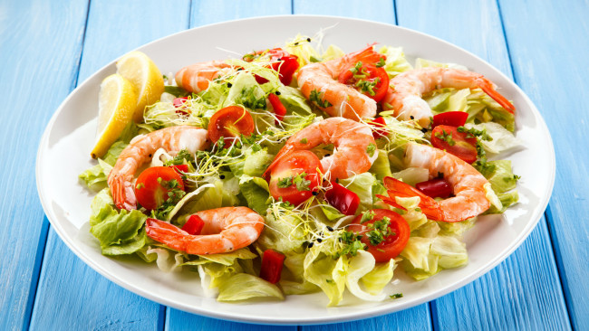 Обои картинки фото еда, рыбные блюда,  с морепродуктами, креветки