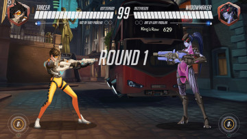 Картинка видео+игры overwatch девушки оружие город автобус