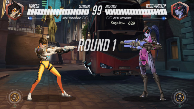 Обои картинки фото видео игры, overwatch, девушки, оружие, город, автобус