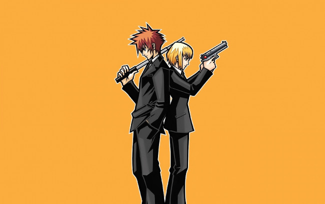 Обои картинки фото видео игры, final fantasy vii,  before crisis, пара, костюмы, оружие