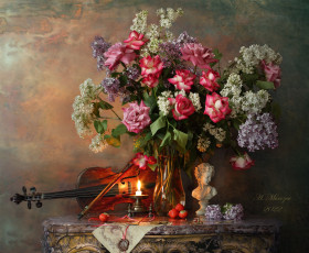 обоя музыка, -музыкальные инструменты, скрипка