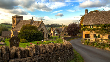 Картинка england города -+улицы +площади +набережные каменная ограда шоссе дома