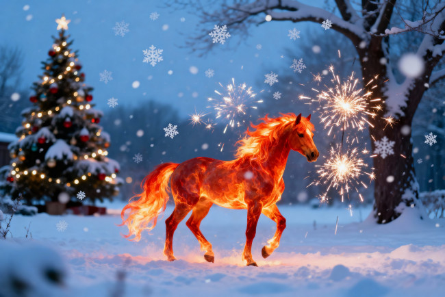 Обои картинки фото праздничные, - разное , новый год, лошадь
