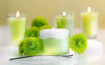 Картинка разное косметика духи крем цветы свечи