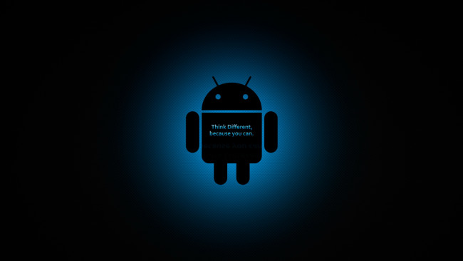 Обои картинки фото компьютеры, android, логотип, фон, темный, синий, антены, человечек
