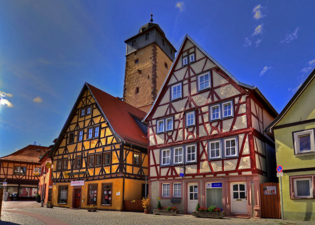 Обои картинки фото германия, бавария, лор, на, майне, города, здания, дома, улица