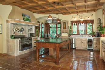 Картинка интерьер кухня стол плита