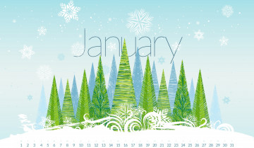 Картинка календари рисованные +векторная+графика елки