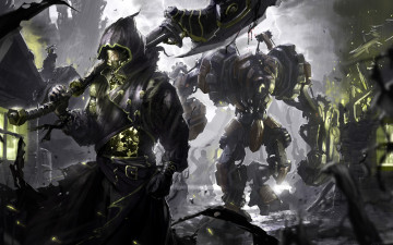 Картинка фэнтези роботы +киборги +механизмы киборг меч руины