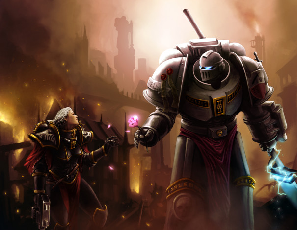 Обои картинки фото фэнтези, красавицы и чудовища, робот, киборг, меч, цветок, воин, девушка