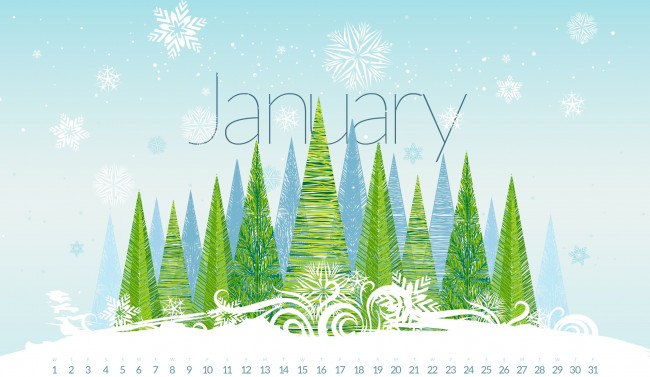 Обои картинки фото календари, рисованные,  векторная графика, елки
