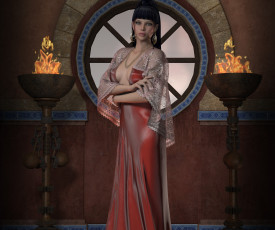 Картинка 3д+графика люди+ people девушка факелы фон взгляд