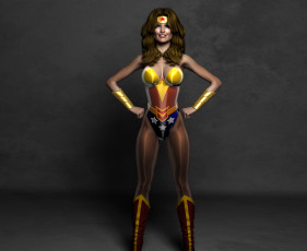 Картинка 3д+графика люди+ people девушка взгляд супермен фон