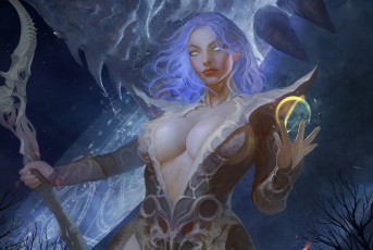 Картинка фэнтези девушки outcast odyssey art dark witch девушка магия волосы