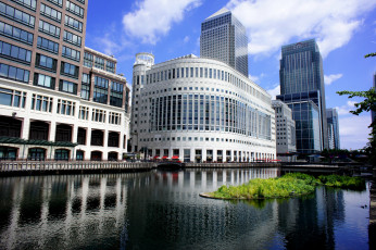 Картинка london +docklands +skyline города лондон+ великобритания река здания