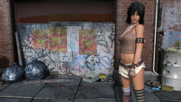 Картинка 3д+графика люди+ people девушка взгляд фон улица