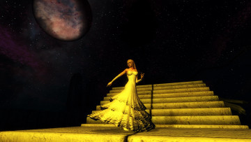 Картинка 3д+графика люди+ people лестница фон взгляд девушка