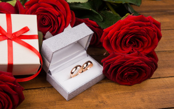 Картинка разное украшения +аксессуары +веера ring romantic розы flowers roses red gift подарок кольца букет красные
