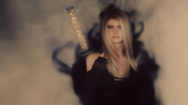 Обои картинки фото 3д графика, амазонки , amazon, девушка, меч, фон, рендеринг