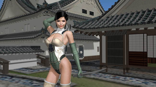 Обои картинки фото 3д графика, люди , people, девушка, взгляд, фон, улица