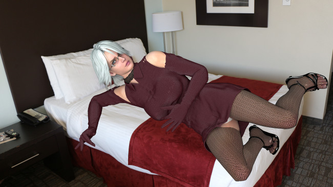 Обои картинки фото 3д графика, люди , people, девушка, взгляд, фон, диван, блондинка, подушки, чулки, светильник