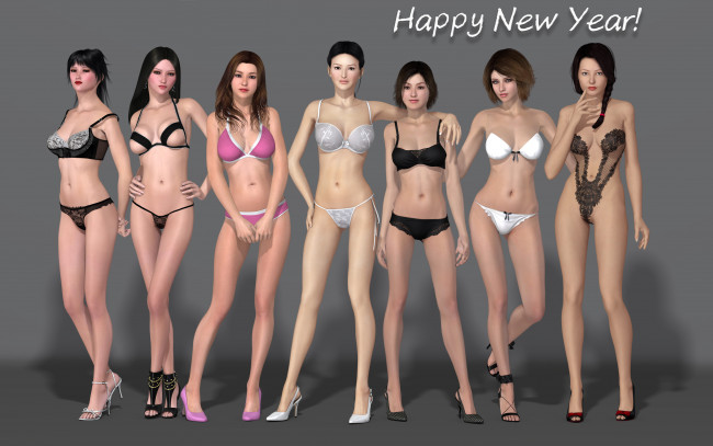 Обои картинки фото 3д графика, люди , people, взгляд, девушки, бикини, фон