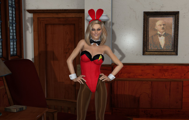 Обои картинки фото 3д графика, люди , people, взгляд, девушка, ушки, фон