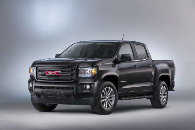 Обои картинки фото автомобили, gm-gmc, 2015г, gmc, canyon, sle, nightfall, crew, cab, темный