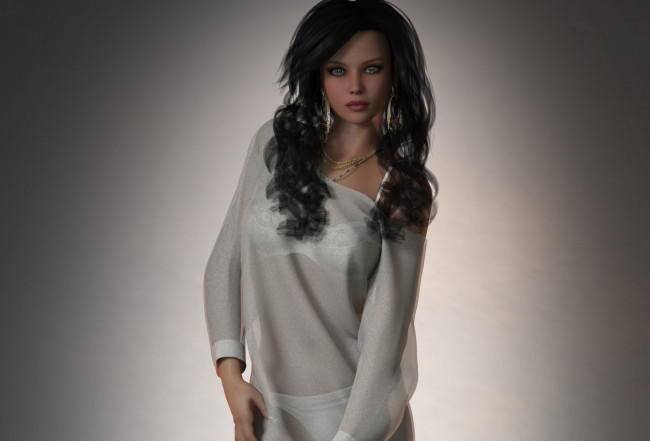 Обои картинки фото 3д графика, люди , people, фон, взгляд, девушка