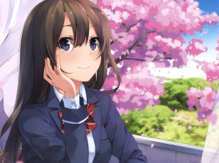 Картинка аниме unknown +другое девушка фон взгляд