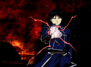 Картинка аниме fullmetal+alchemist военный алхимик огонь roy alchemist mustang