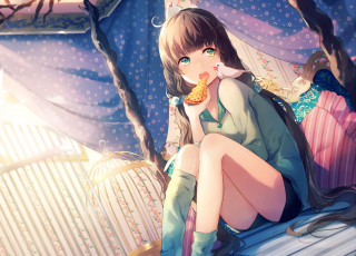 Картинка аниме unknown +другое фон взгляд девушка