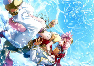 Картинка аниме wand+of+fortune вода парень девушка двое