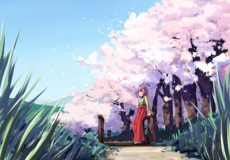 Картинка аниме touhou фон взгляд девушка