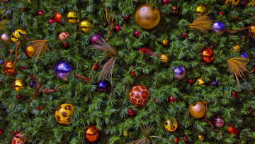 Картинка разное компьютерный+дизайн ёлочные игрушки новый год хвоя обработка ёлка рождество украшения новогоднее настроение фон ель праздник ёлочка шарики