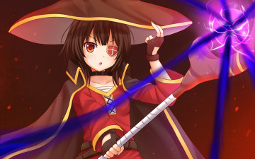 Картинка аниме kono+subarashii+sekai+ni+shukufuku+wo девушка взгляд фон