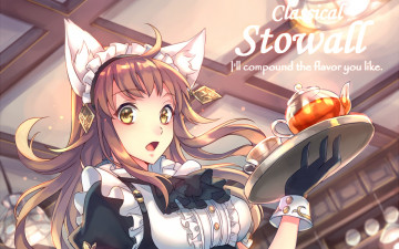 Картинка аниме животные +существа девушка взгляд фон