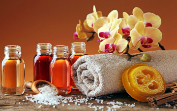 Картинка разное косметические+средства +духи орхидея полотенце соль